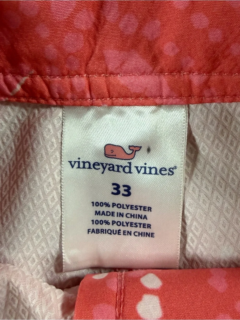 Vineyard Vines Whale Tail Block Print Board Shorts Size 33 Coastal Beach Summer